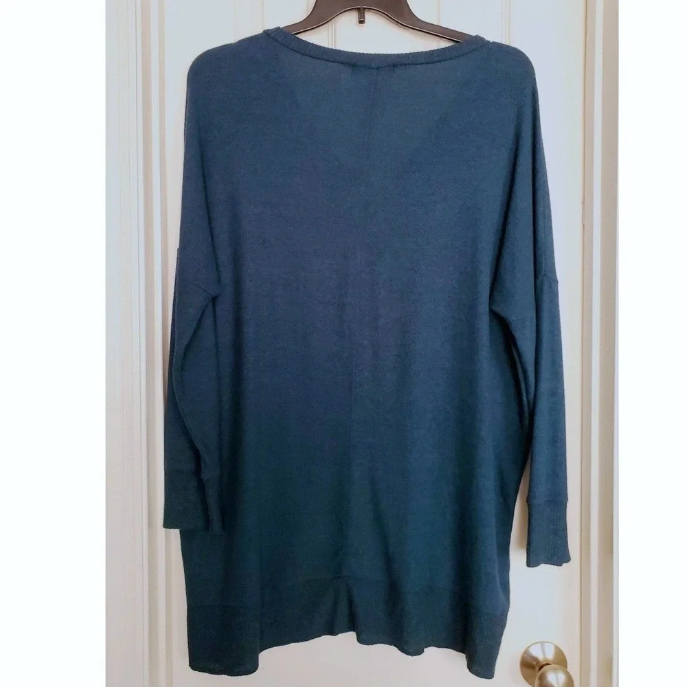 Lulus Teal Oversized Slouchy Tunic Sweater V-Neck Tunic Knit Cozy‎ Lightweight L